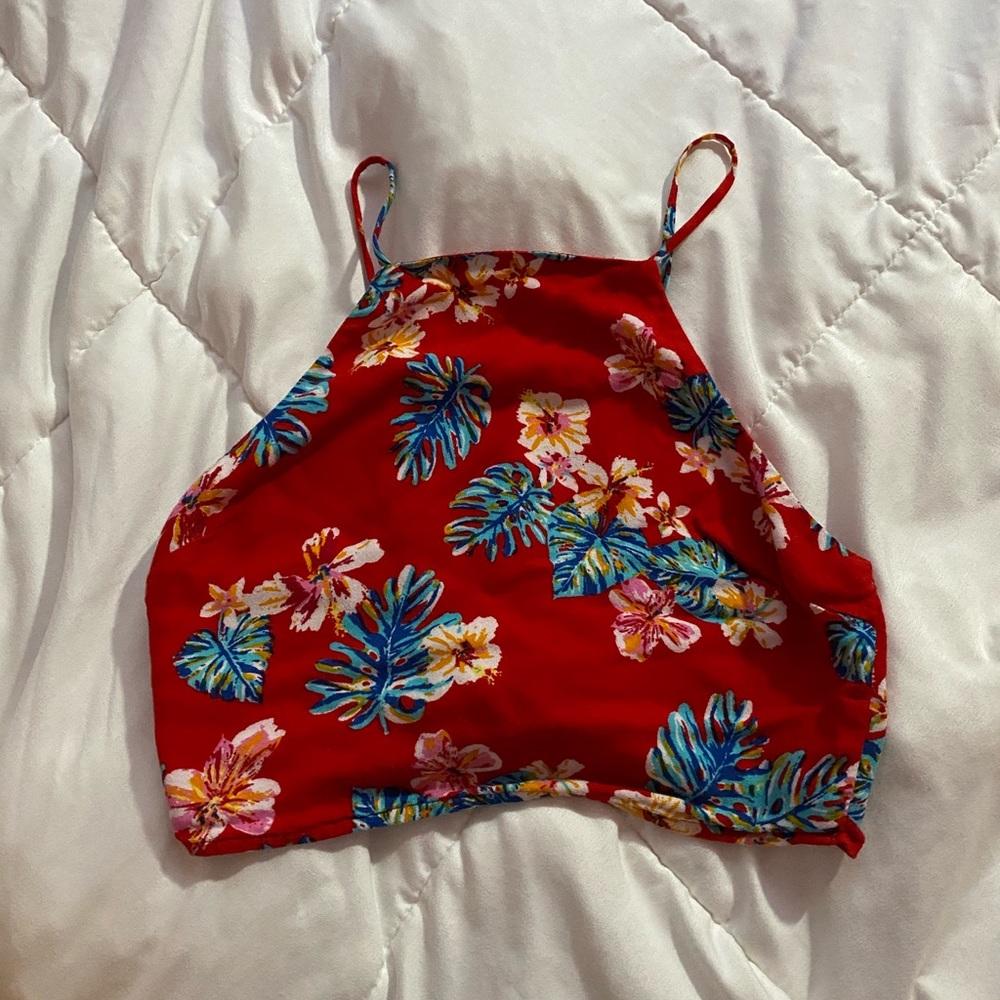 Floral Halter Tie Back Tank